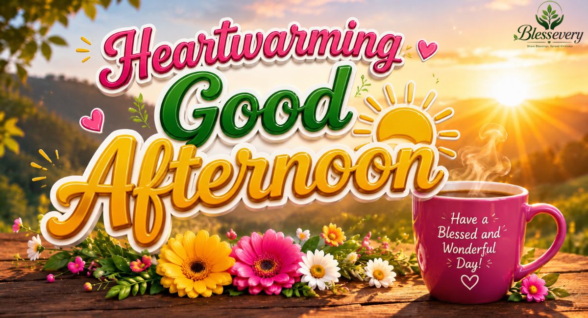 Heartwarming Good Afternoon greeting image featuring golden sunshine