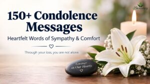 Condolence message card with flowers offering comfort and sympathy