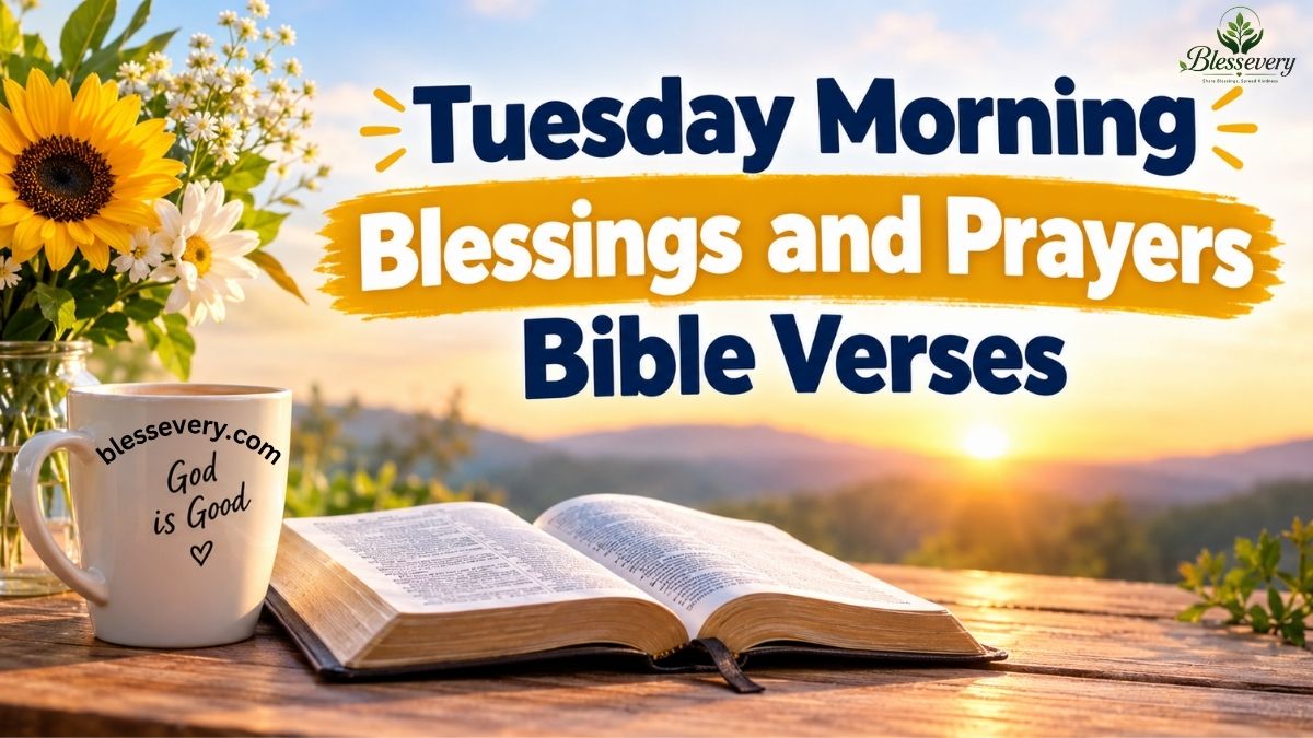 Tuesday morning blessings and prayers with Bible verses at sunrise